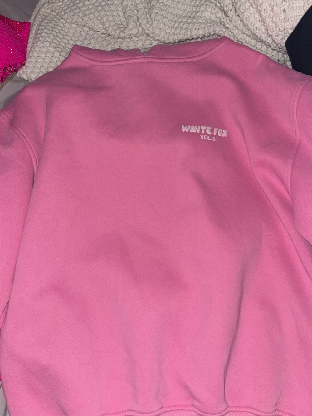Pink white fox hoodie